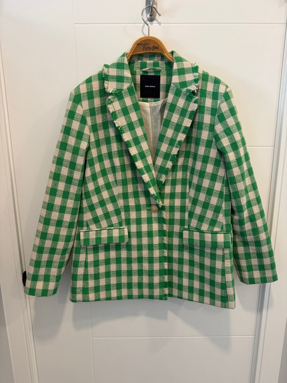 Vero Moda Green & Cream Gingham Blazer
